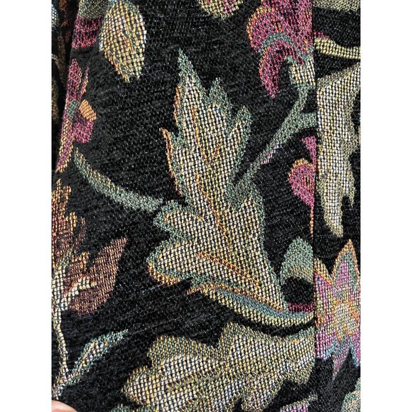 Retro Floral Jacket XL Black Tapestry Woven Botanical Classic Boho Artsy 70s - Picture 7 of 14